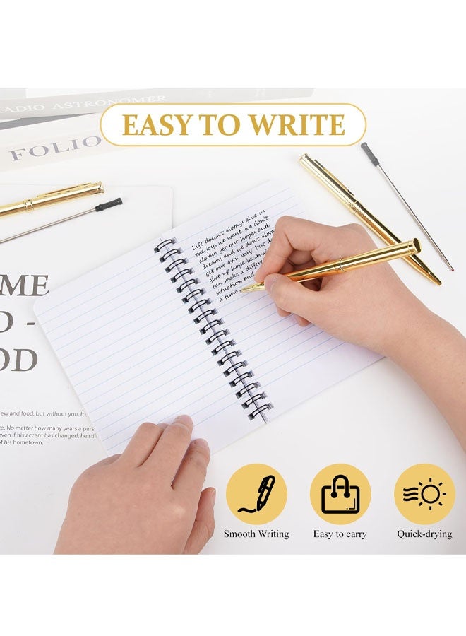 مجموعة من 6 أقلام حبر جاف معدنية قابلة للسحب، أقلام كتابة مع 6 عبوات حبر بديلة، حبر أسود، قلم حبر جاف رفيع برأس متوسط ​​1.0 مم، قلم ذهبي رفيع بمشبك، مناسب للمكاتب والطلاب والمعلمين، كهدية. - Image 4
