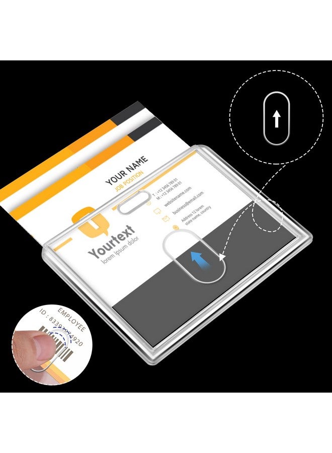 COBEE Hard 2 Card Badge Holder2 Pieces Heavy Duty Id Card Protector Clear Acrylic Badge Holder With Thumb Hole Plastic Badge Protector Case For Driver Licenses Passes Office School(Horizontal)  - Image 5