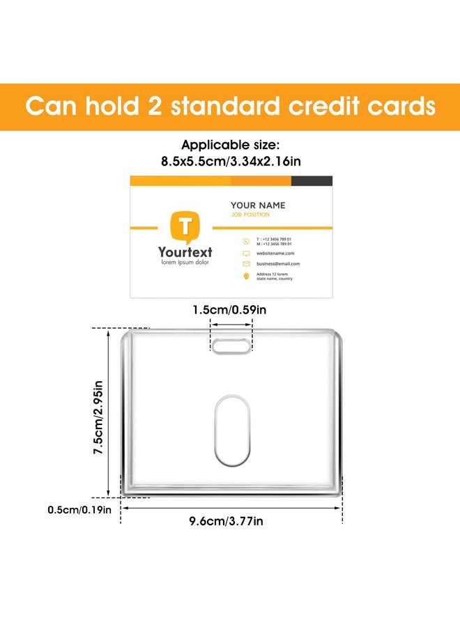 COBEE Hard 2 Card Badge Holder2 Pieces Heavy Duty Id Card Protector Clear Acrylic Badge Holder With Thumb Hole Plastic Badge Protector Case For Driver Licenses Passes Office School(Horizontal)  - Image 4
