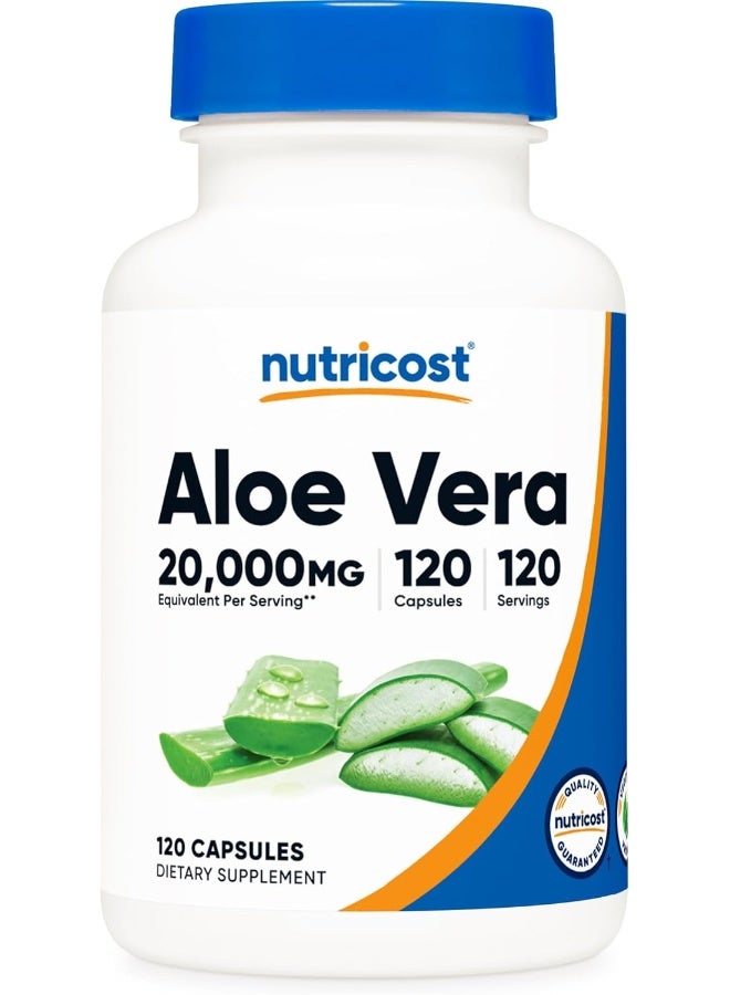 Nutricost Aloe Vera 20,000Mg, 120 Capsules Gluten Free, Nongmo, Vegetarian Friendly 100Mg Of 200:1 Extract - Image 1