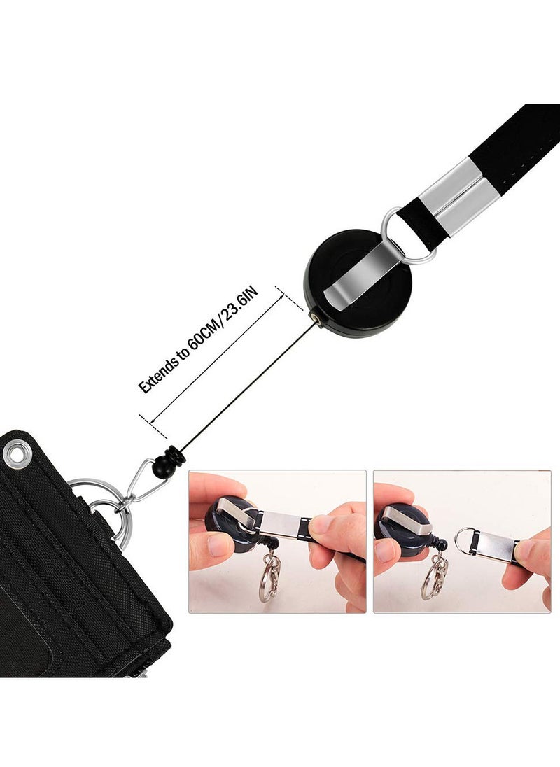 Generic - Badge Accessories Set with Retractable Lanyard and Card Slots for Students and Teens in Black Bear Design - Image 1