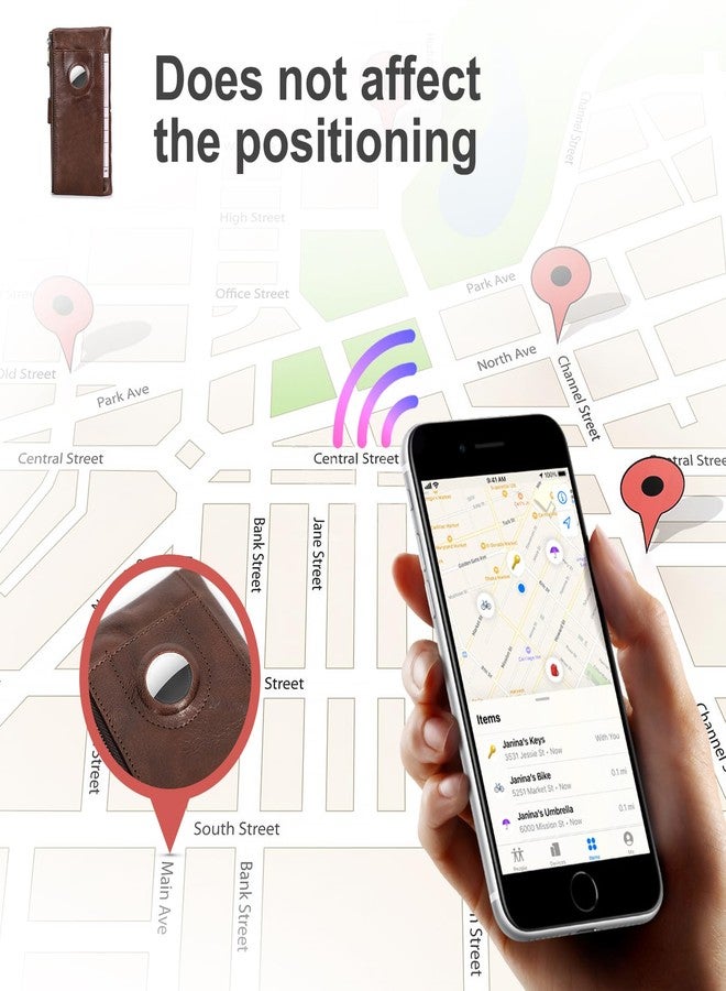 CONTACTS Turnlock Wallet for Women Leather Airtag Zipper Phone Holder Rfid Bifold Clutch Purse with Photo Window (Brown) - Image 3