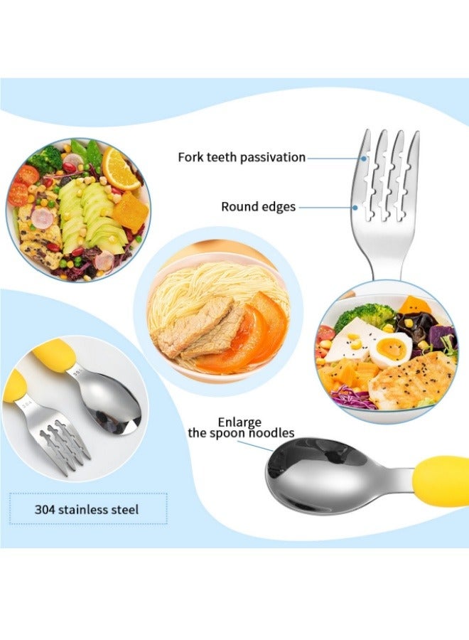 Children's Portable Cutlery Set Stainless Steel Fork And Spoon Set With Storage Box White/Pink - Image 3