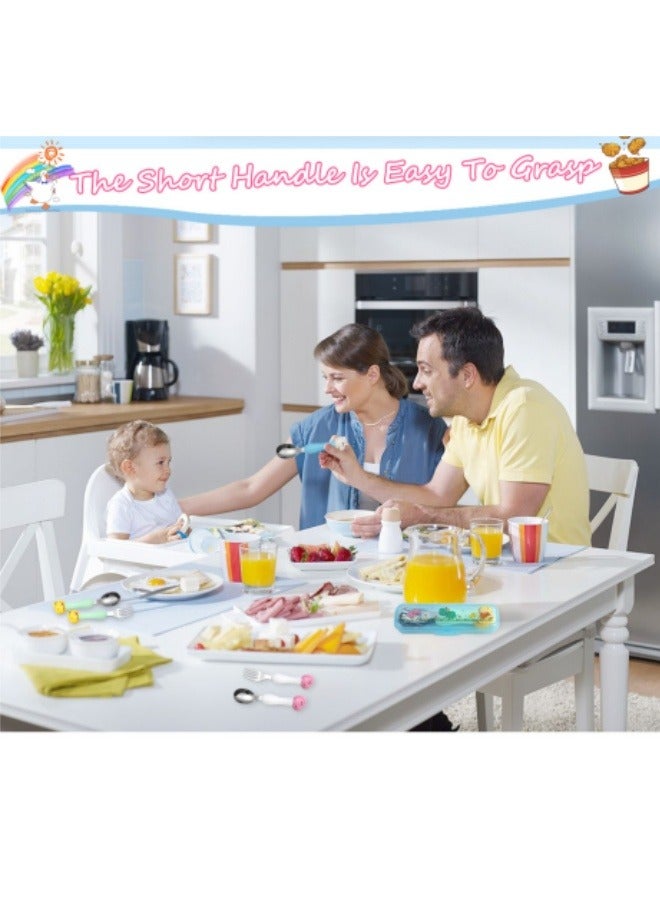 Children's Portable Cutlery Set Stainless Steel Fork And Spoon Set With Storage Box White/Pink - Image 5