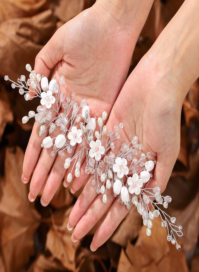 إيز ديلي إيزدايلي - تاج زهور للعروس - إكسسوارات شعر فضية مرصعة بأحجار الراين - تاج لؤلؤي أنيق للنساء والعرائس - Image 2