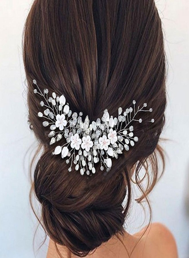 إيز ديلي إيزدايلي - تاج زهور للعروس - إكسسوارات شعر فضية مرصعة بأحجار الراين - تاج لؤلؤي أنيق للنساء والعرائس - Image 1