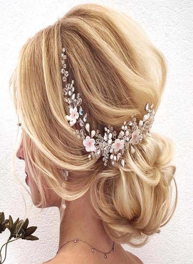 إيز ديلي إيزدايلي - تاج زهور للعروس - إكسسوارات شعر فضية مرصعة بأحجار الراين - تاج لؤلؤي أنيق للنساء والعرائس - Image 5