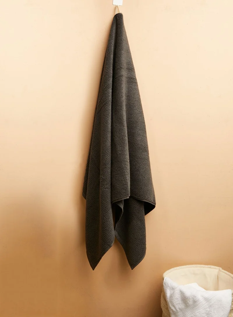 CALVIN KLEIN Quick Dry Performance Rib Bath Towel - Charcoal