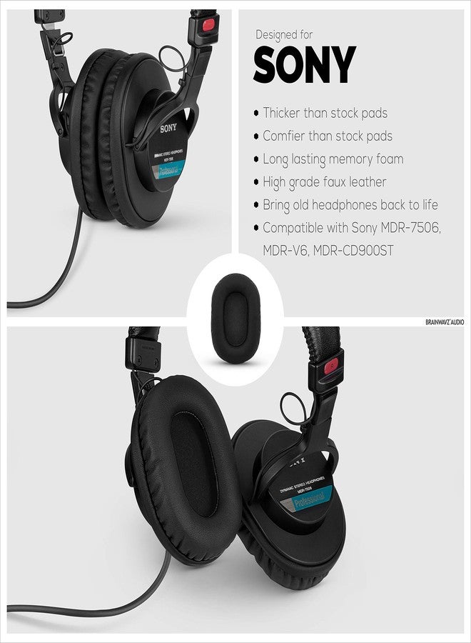 Brainwavz Replacement Earpads for Sony MDR 7506 Headphones - Quality Vegan Leather, Memory Foam Comfort, Long Lasting & Durable, Also Works with Headphones Like Steelseries Arctis, ATH-M50X & More - Image 3