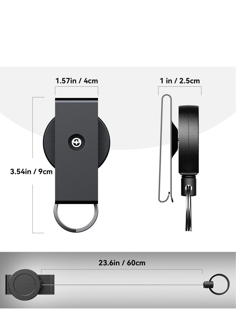 Generic - Heavy Duty Metal Badge Clips Retractable Badge Holders Id Badge Clips for Women with Keychain Ring, Key Card Holder Retractable Badge Reel, Id Clip Key Badge Retractable (2 Pack) - Image 1