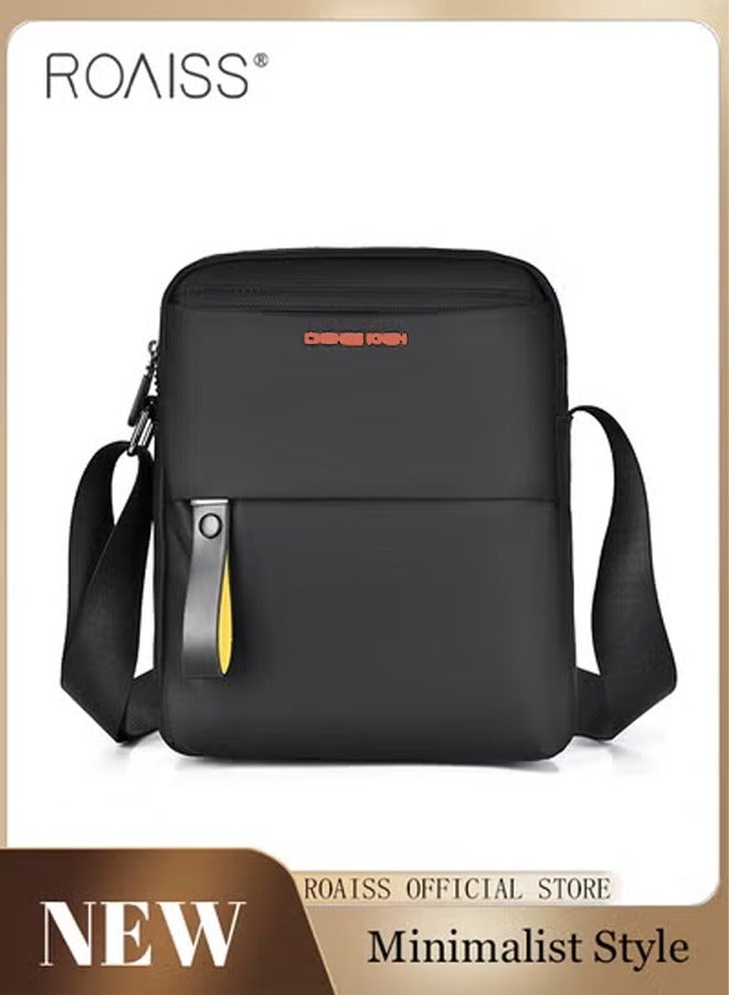 رويس حقيبة كروس بودي أنيقة للرجال، حقيبة ساعي بريد كبيرة السعة متعددة الأجزاء للرجال، حقيبة كتف متعددة الاستخدامات مقاومة للماء مع سحاب سلس، مناسبة للأغراض اليومية - Image 1