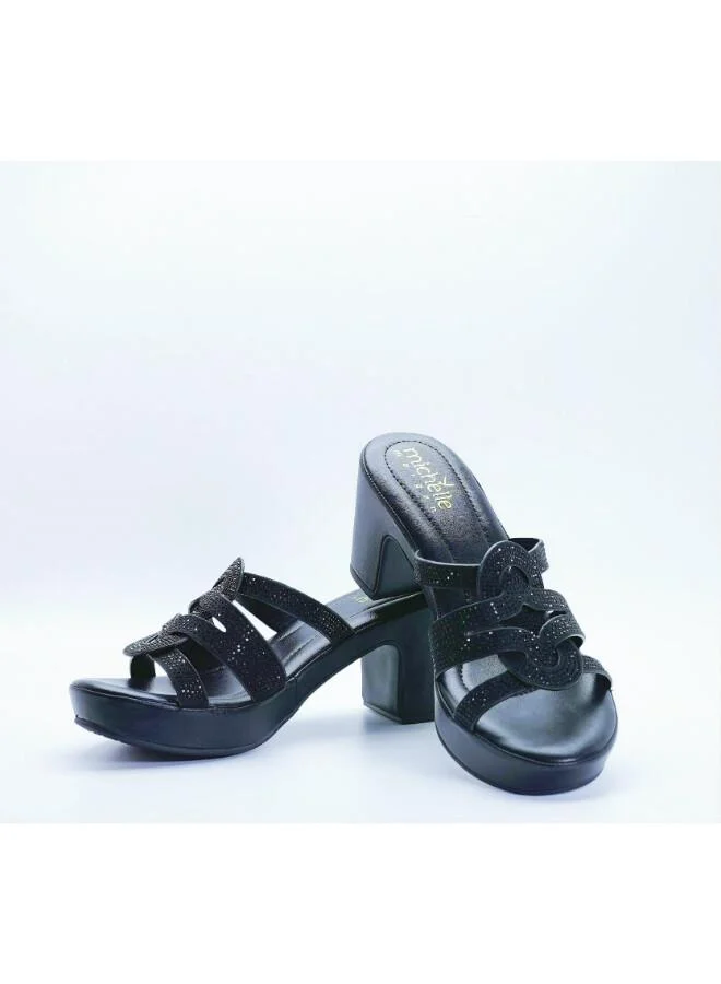 ميشيل مورجان 092-3136 Michelle Morgan Stylish Heeled Slide Sandals 514RJ75C Black