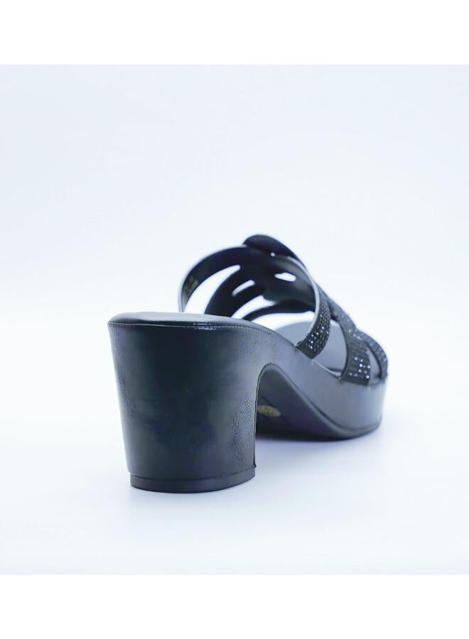 Michelle Morgan 092-3136 Michelle Morgan Stylish Heeled Slide Sandals 514RJ75C Black - Image 3