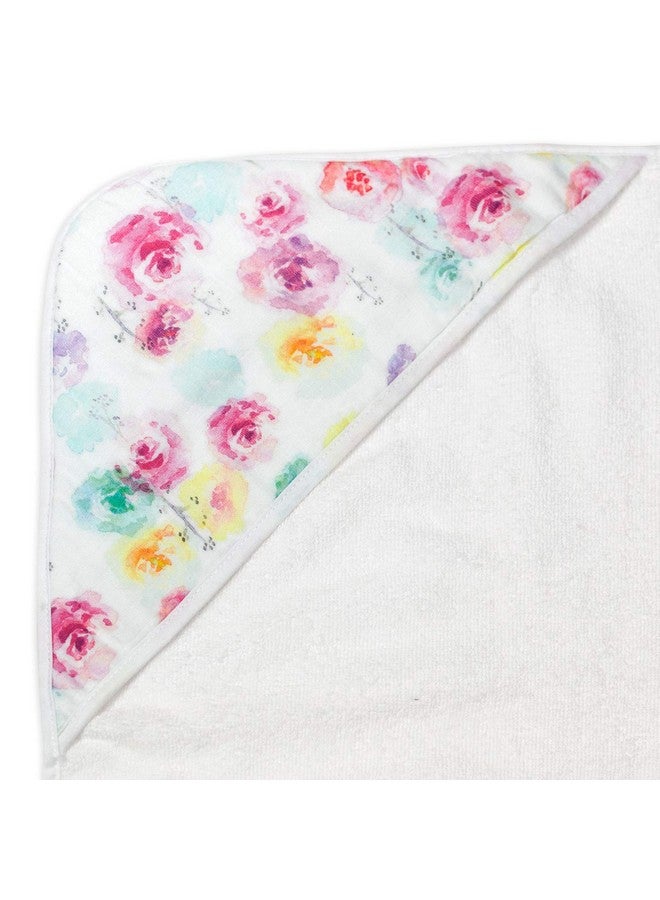 HonestBaby 3-Piece Organic Cotton Hooded Towel & Washcloth Set, Rose Blossom, One Size - Image 3