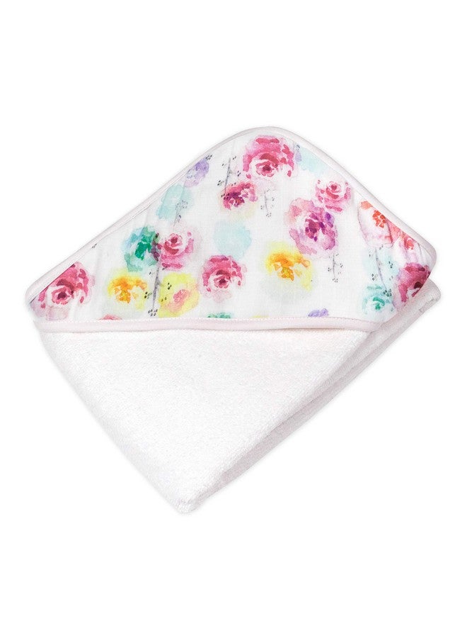 HonestBaby 3-Piece Organic Cotton Hooded Towel & Washcloth Set, Rose Blossom, One Size - Image 2
