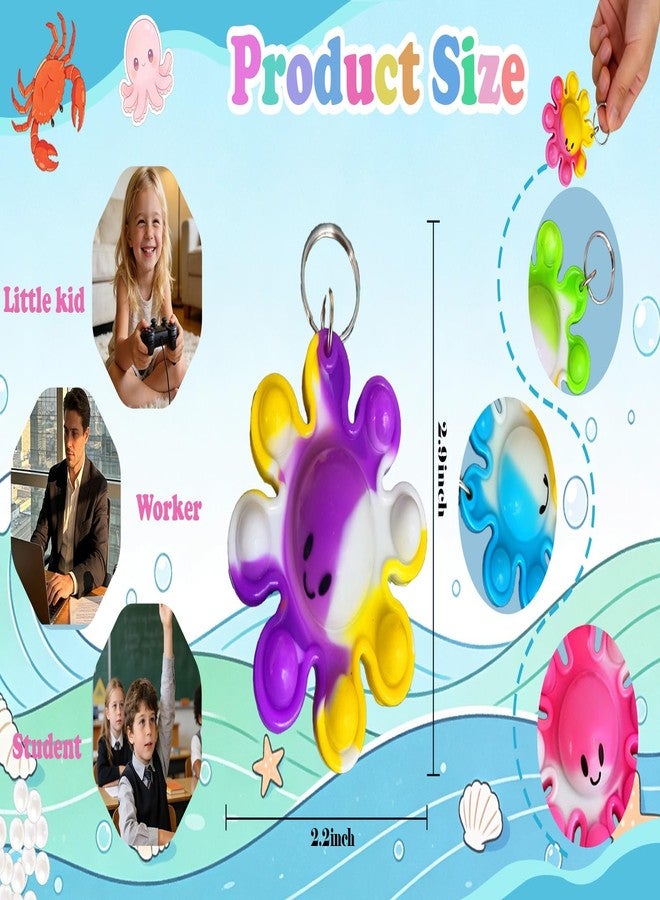 HOZKEAP 10 packs Bulk Octopus Sea Animal Supplies Mini pop Fidget Keychain，birthday Party Favors Supplies Classroom summer Student Prize - Image 2