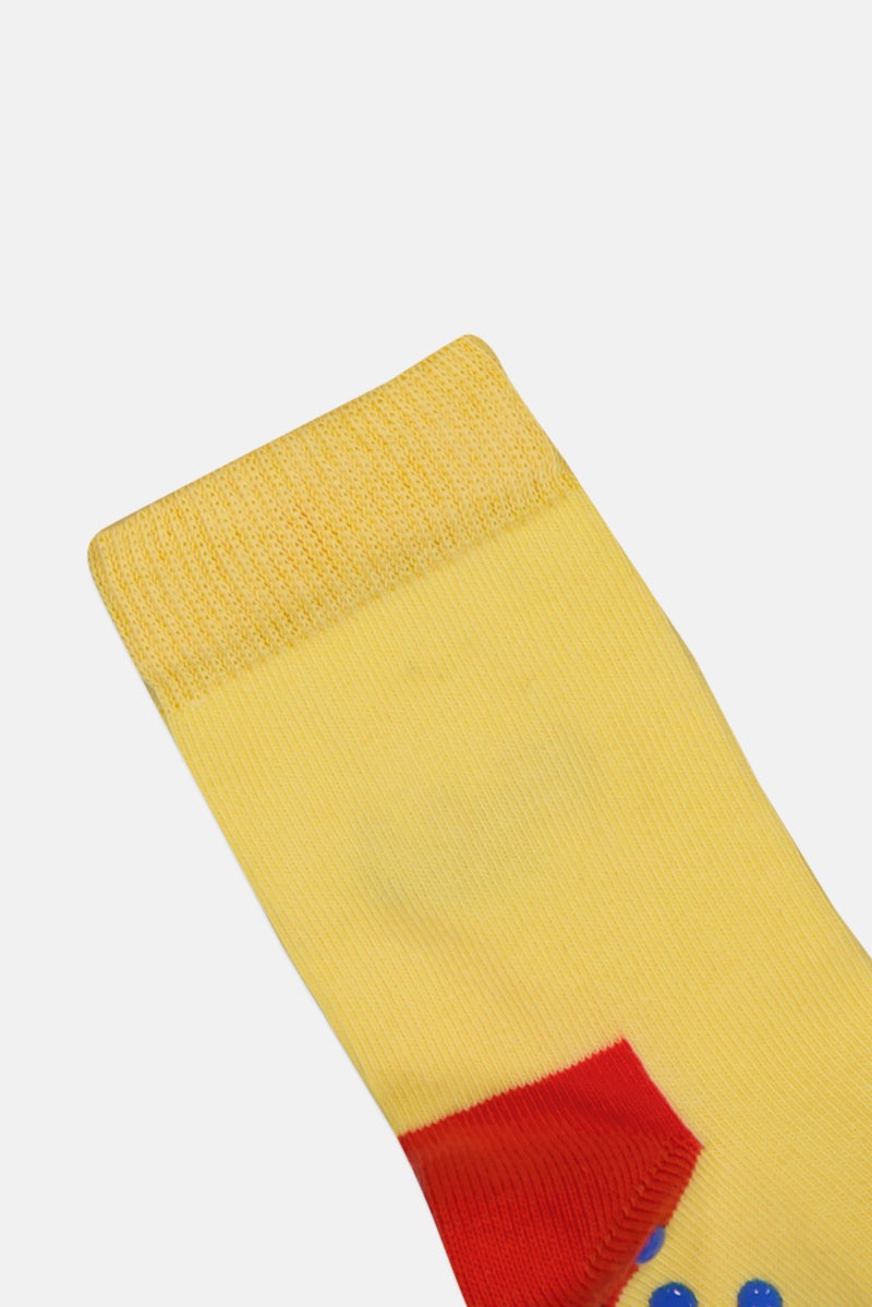 Happy Socks Toddlers Boy 1 Pair Sunny Days Embroidered Crew Socks, Yellow - Image 2