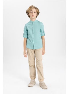 DeFacto Boy Regular Fit Stand- Up Collar Woven Long Sleeve Shirt  - Image 3