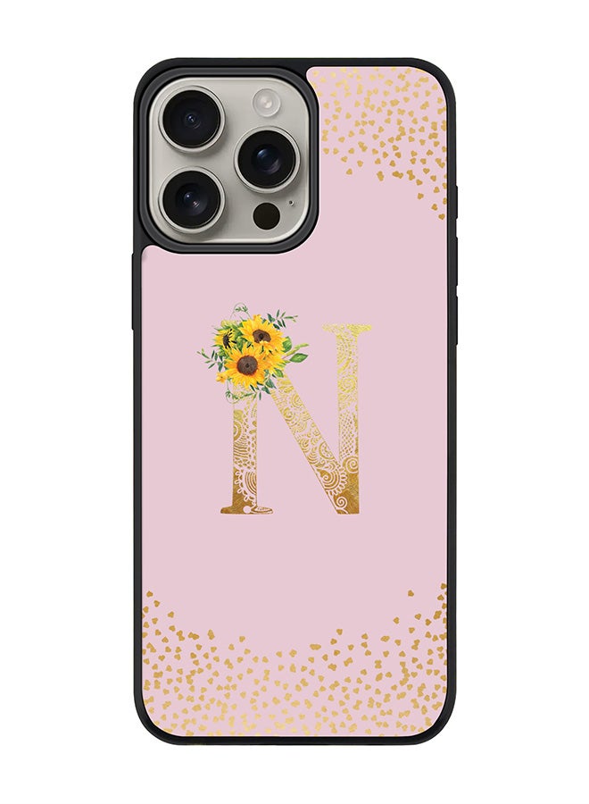 Stylizedd For iPhone 16 Pro Max Case [Compatible with MagSafe] Slim Magnetic cover Phone Case iPhone 16 Pro Max -Custom Floral Monogram - N (Pink ) - Image 1