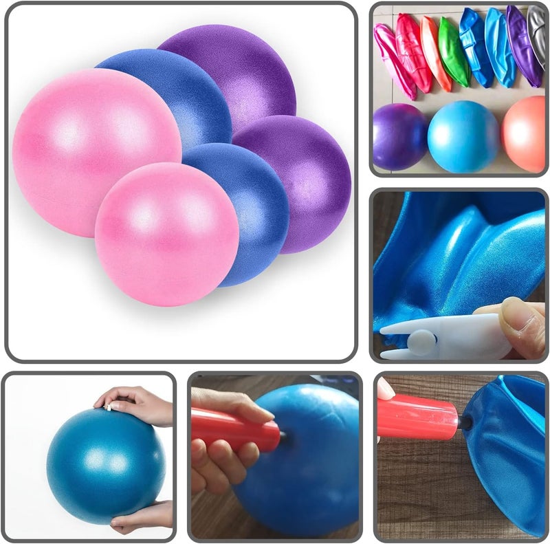 MOMPLUS 6 Inch Exercise Pilates Mini Yoga Balls Barre for Home Stability Squishy Training Physical Therapy Improves Balance with Pump - Image 2