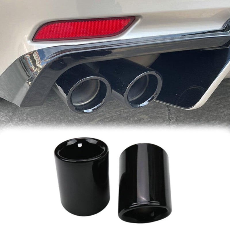 2Pcs Stainless Steel Rear Exhaust Muffler Tip End Pipe Extension Tube For Toyota Camry SEXSE 2018 2019 2020 2021 2022 2023 Gloss Black