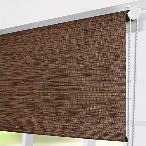 Deco Window Chic Roller Blinds for Windows (42" W X 84" L, Brown) Faux Wood Roll-Up Room Darkening Shades Sun UV Protection Polyester Curtains for Home & Office - Image 3