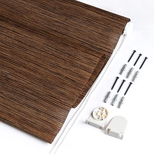Deco Window Chic Roller Blinds for Windows (42" W X 84" L, Brown) Faux Wood Roll-Up Room Darkening Shades Sun UV Protection Polyester Curtains for Home & Office - Image 4