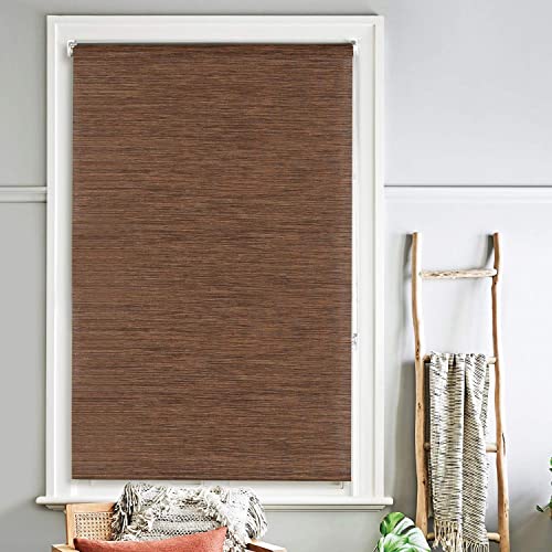 Deco Window Chic Roller Blinds for Windows (42" W X 84" L, Brown) Faux Wood Roll-Up Room Darkening Shades Sun UV Protection Polyester Curtains for Home & Office - Image 2