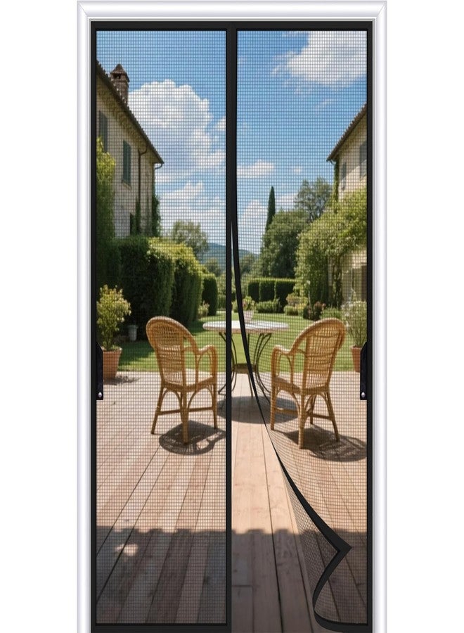 FEGO Magnetic Screen Door, Fit for Door Size:32"x80", Screen Size 34"x81", Keep Bugs Out, Hands Free Entry, Pet and Kid Friendly, Heavy Duty Screen Door w/ 34 Magnets for Patio/Front/Doorway-Black - Image 1