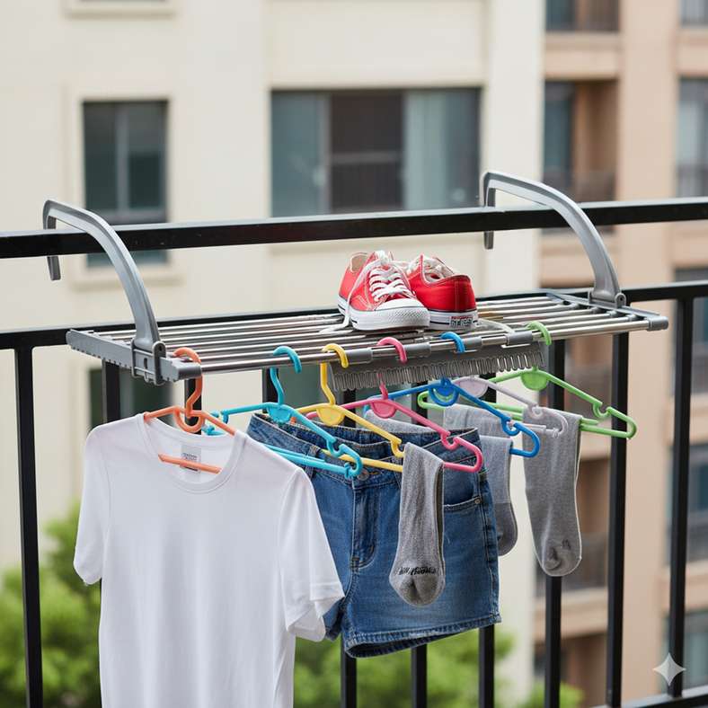 Pan Home مجفف ملابس محمول رمادي للجميع - Image 1