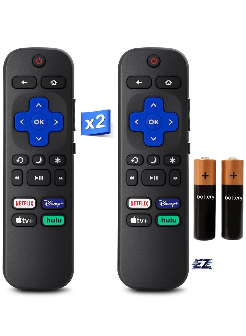 ELTRAZONE Replacement Remote Control for Roku TV, Compatible with TCL Roku, Hisense Roku, ON Roku, Sharp Roku, Element Roku, Westinghouse Roku, Philips Roku (NOT for Roku Stick and Box) (2 Pack) - With Battery - Image 1