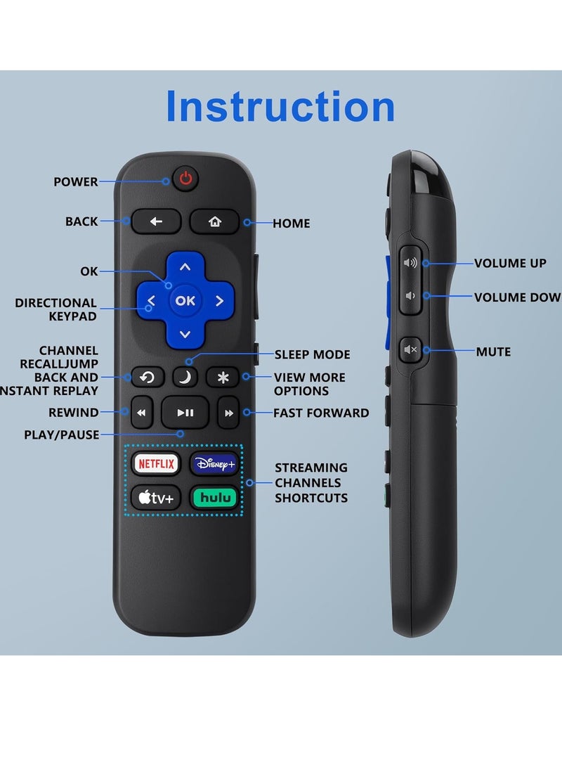 ELTRAZONE Replacement Remote Control for Roku TV, Compatible with TCL Roku, Hisense Roku, ON Roku, Sharp Roku, Element Roku, Westinghouse Roku, Philips Roku (NOT for Roku Stick and Box) (2 Pack) - With Battery - Image 4