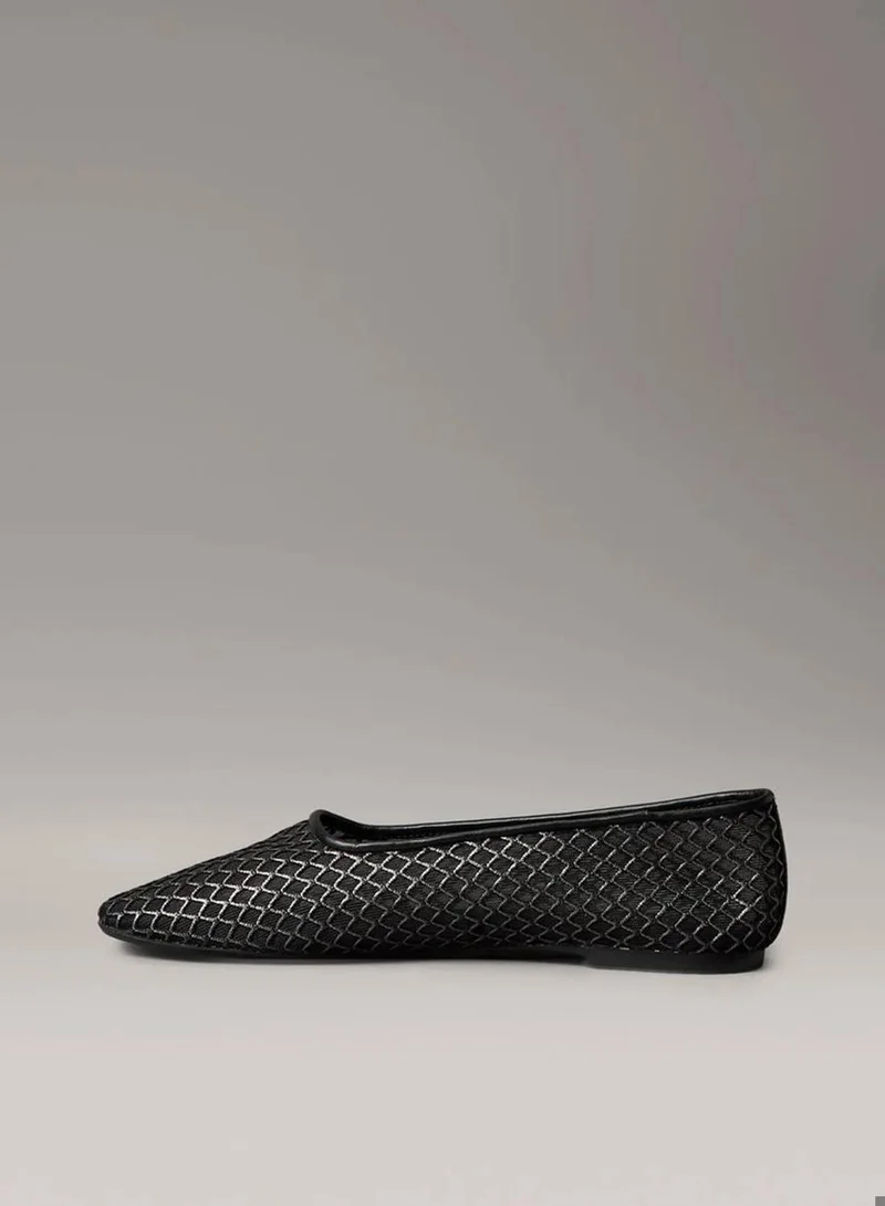 Calvin Klein Black Shimmer Mesh Ballerinas for Women | Best Price UAE