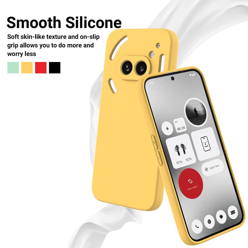 HuHa Protective Cover For Nothing Phone 2a Plus Solid Color Liquid Silicone Dropproof Full Coverage Phone Case(Yellow) - Image 3