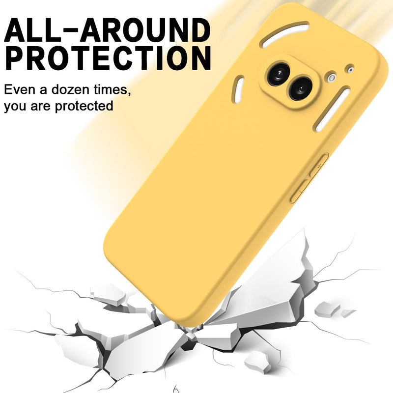 HuHa Protective Cover For Nothing Phone 2a Plus Solid Color Liquid Silicone Dropproof Full Coverage Phone Case(Yellow) - Image 5