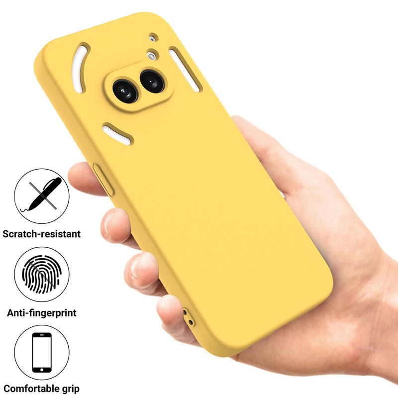 HuHa Protective Cover For Nothing Phone 2a Plus Solid Color Liquid Silicone Dropproof Full Coverage Phone Case(Yellow) - Image 2