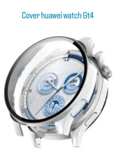 Protective Case with Screen Protector for Huawei Watch GT4 46mm, Full Coverage Hard Polycarbonate Protective Case - silver