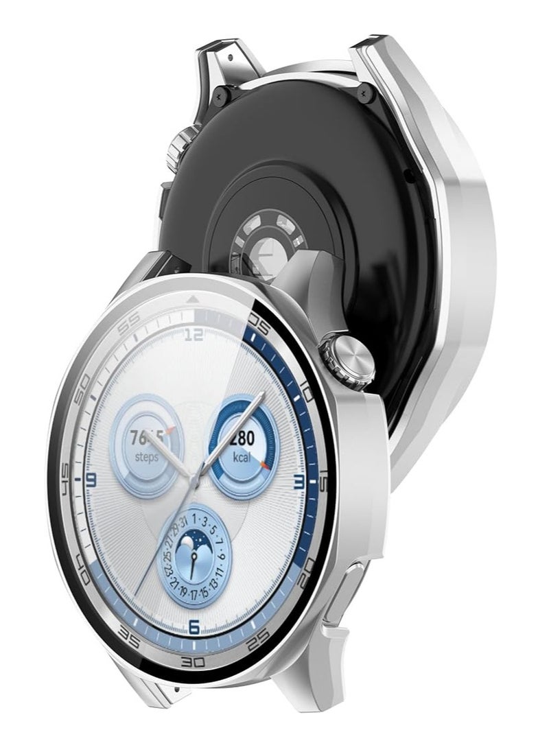 Protective Case with Screen Protector for Huawei Watch GT4 46mm, Full Coverage Hard Polycarbonate Protective Case - silver