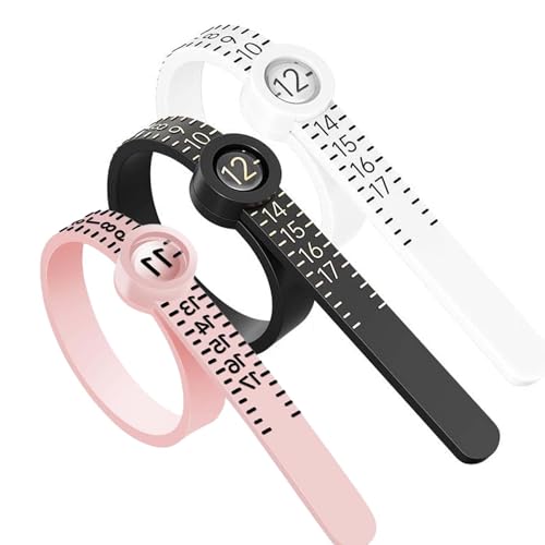 Zytiqt 3 PCS Ring Sizer Measuring Tool with Magnifying Glass,Jewelry Sizing Kit for Accurate Ring and Finger Measurement, Includes White, Black, and Pink Adjustable Ring Sizers - Image 1