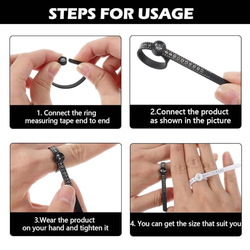Zytiqt 3 PCS Ring Sizer Measuring Tool with Magnifying Glass,Jewelry Sizing Kit for Accurate Ring and Finger Measurement, Includes White, Black, and Pink Adjustable Ring Sizers - Image 4