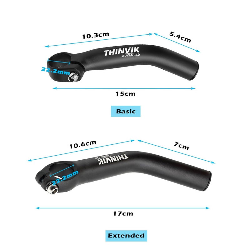 Thinvik Bike Bar Ends, Aluminium Alloy MTB Bicycle Bar Ends, One-piece Forging Bike Handlebar Ends for Mountain Bike, Matte Black - basic - Image 2