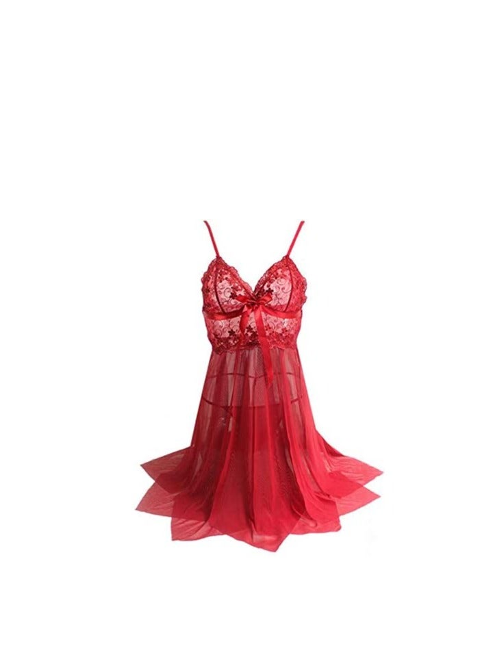 Women Lace Babydoll Sheer Floral Chemise Nightgown Dress - Image 3