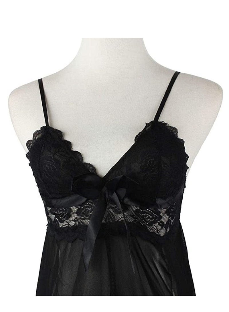 Women Lace Babydoll Sheer Floral Chemise Nightgown Dress - Image 4