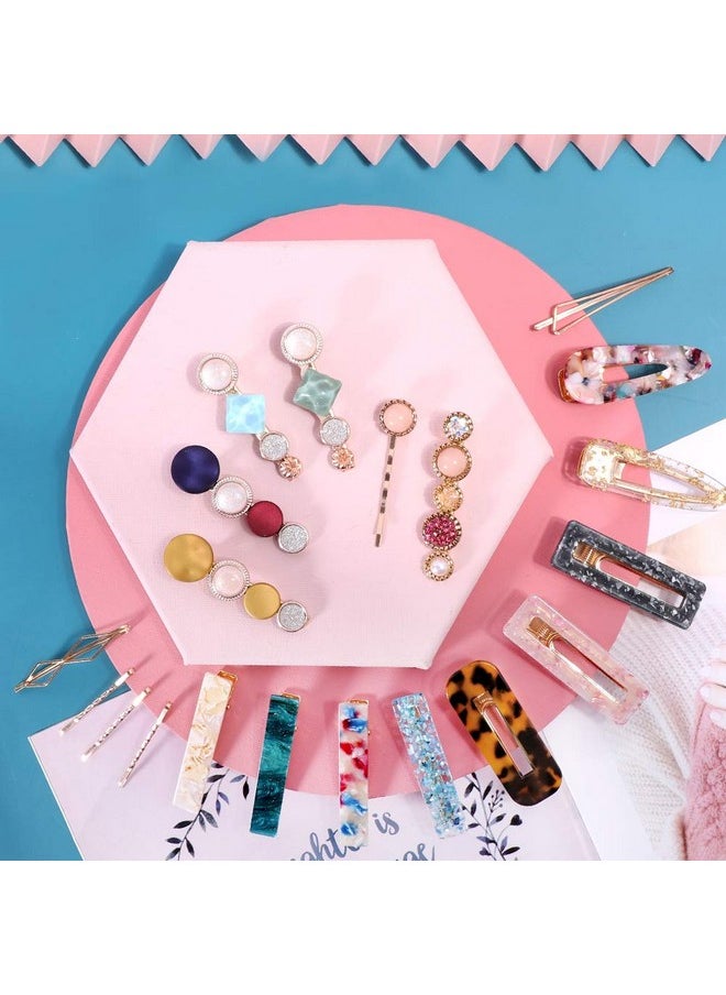 MagicSky - 28 PCS Hingwah Pearls and Acrylic Resin Hair Clips, Handmade Hair Barrettes, Marble Alligator bobby pins, Glitter Crystal Geometric Hairpin, Elegant Gold Hair Accessories, Gifts for Women Girls - Image 1
