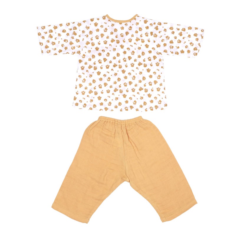 Masilo 100% Organic Cotton Muslin Snuggle Gift Set for New Born Boys and Girls-Baby Romper/Kimono Lounge Set/Stroller Blanket (70 x 70cm)-0-6 Months-Tiger - Image 2