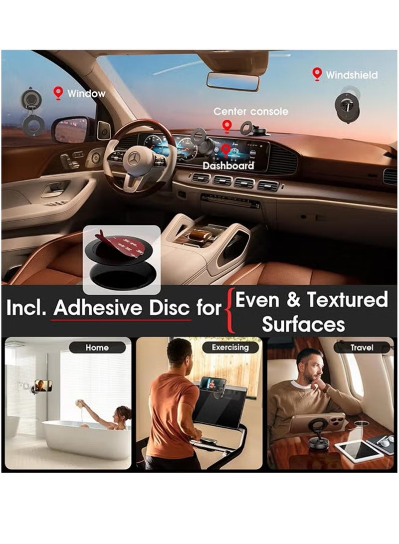 K007 Vacuum Suction Phone Mount for Car Wireless Stand Magnetic Phone Holder for Car Black Rotation Magnetic Car Cell Phone Holder Suction Cup Car Phone Mount (X68) - Image 3