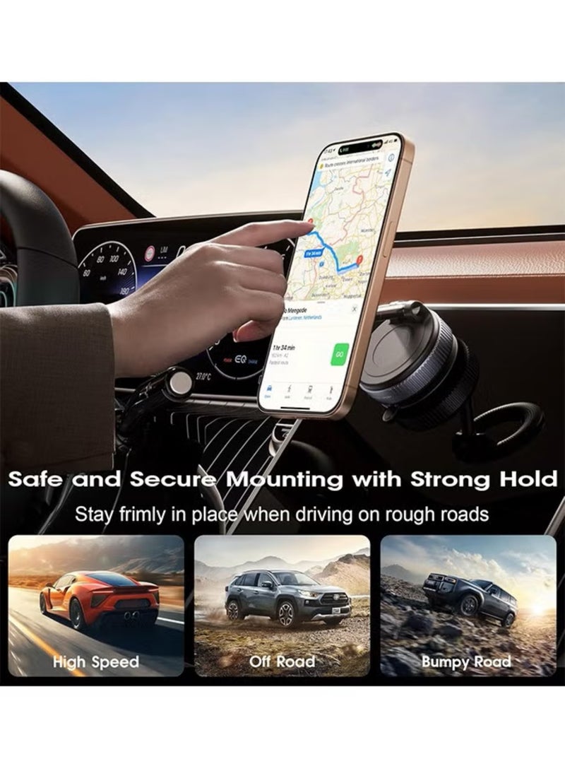 K007 Vacuum Suction Phone Mount for Car Wireless Stand Magnetic Phone Holder for Car Black Rotation Magnetic Car Cell Phone Holder Suction Cup Car Phone Mount (X68) - Image 4