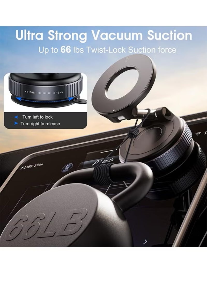 K007 Vacuum Suction Phone Mount for Car Wireless Stand Magnetic Phone Holder for Car Black Rotation Magnetic Car Cell Phone Holder Suction Cup Car Phone Mount (X68) - Image 5