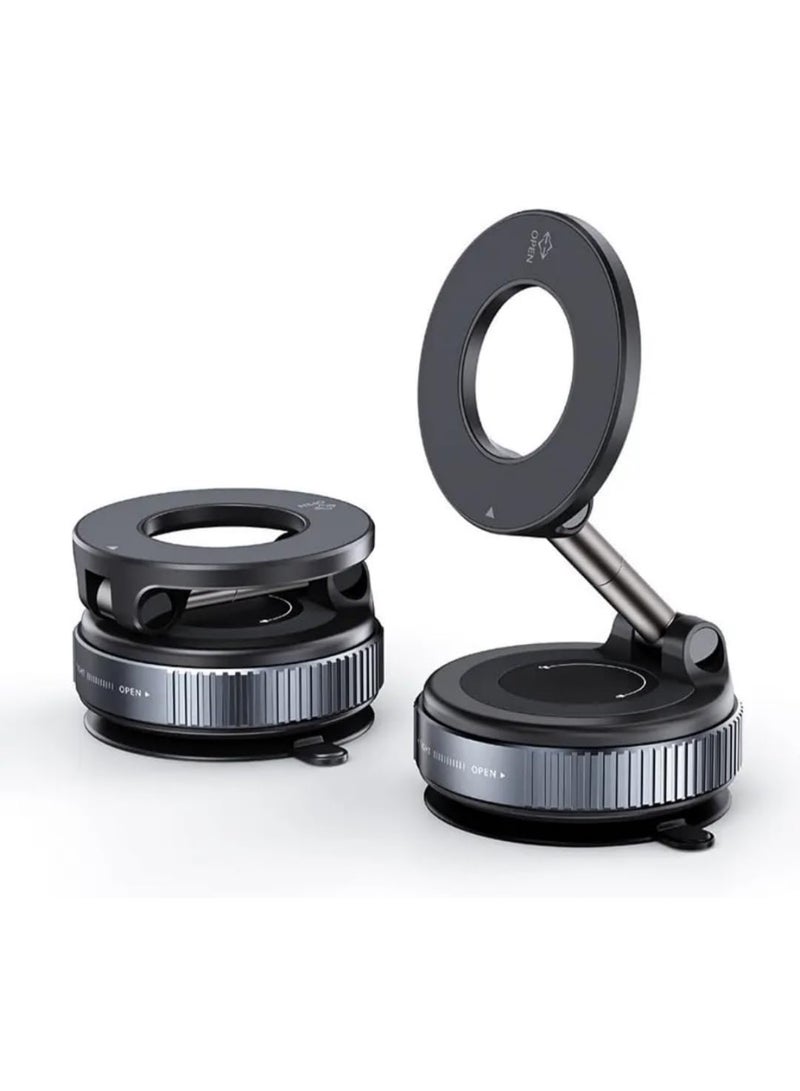 K007 Vacuum Suction Phone Mount for Car Wireless Stand Magnetic Phone Holder for Car Black Rotation Magnetic Car Cell Phone Holder Suction Cup Car Phone Mount (X68) - Image 1