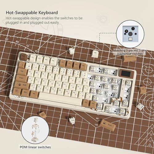 Womier SK80 Retro 75% Keyboard with Color Multimedia Display Mechanical Gaming Keyboard, Hot Swappable Gasket Mount RGB Custom Key Board, Pre-lubed Stabilizer for Mac/Win,Coffee Cat - Image 5